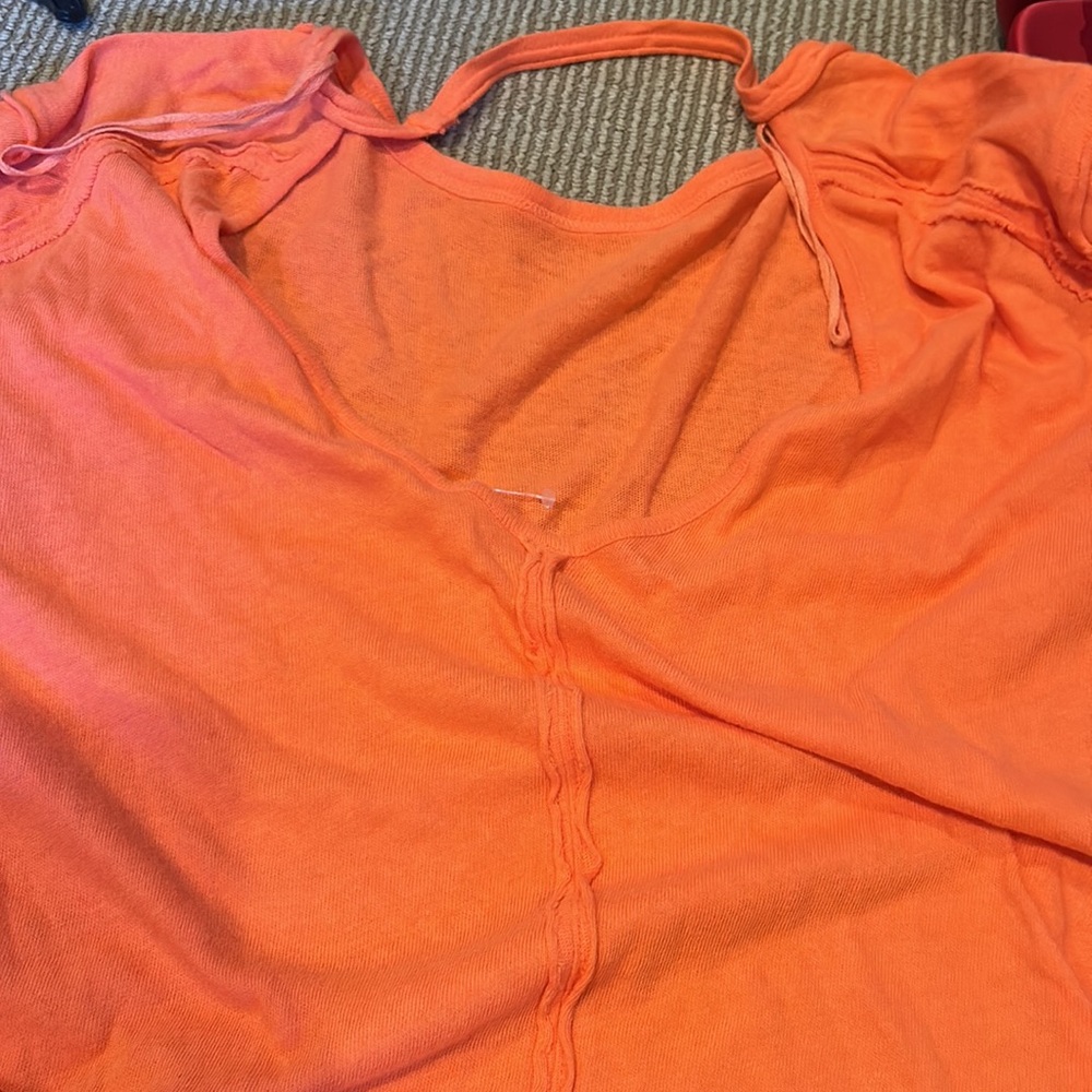 NWOT FREE PEOPLE Not your poppy’s embroidered orange Top SZ: L - Picture 5 of 7